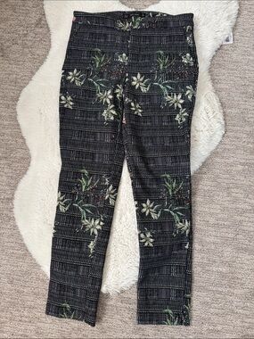 Zara Black Floral Print Slim Trousers